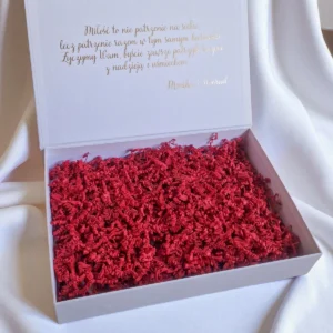 Białe pudełko magnetyczne z dedykacją na Ślub