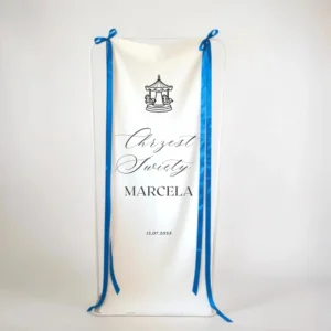 Tablica powitalna na Chrzest na płótnie - wzór z karuzelą