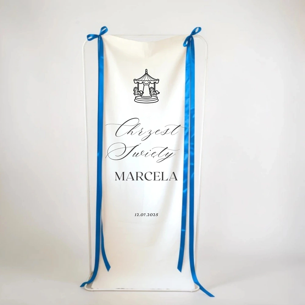 Tablica powitalna na Chrzest na płótnie - wzór z karuzelą