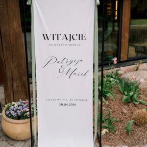 Tablica powitalna na Ślub na płótnie - wzór Royal Script