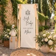 Ścianka na Baby Shower materiałowa – wzór z karuzelą
